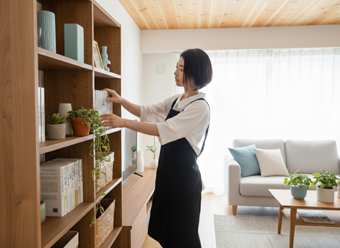 整理収納 片付け 大阪 奈良 京都 出張サービス　リビング　本棚